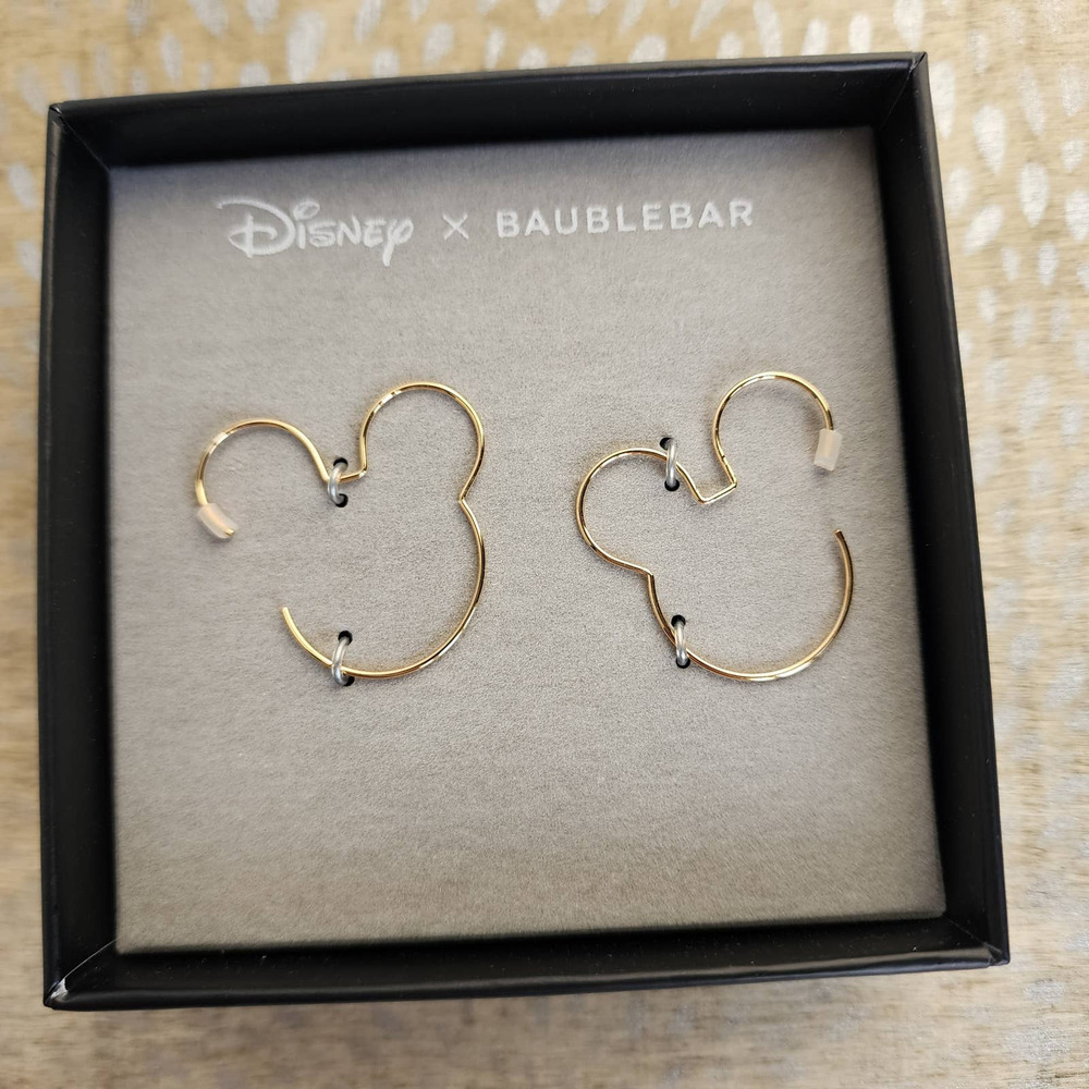 Baublebar Disney 18K Gold Sterling Silver Threader Hoop Earrings Mickey Mouse